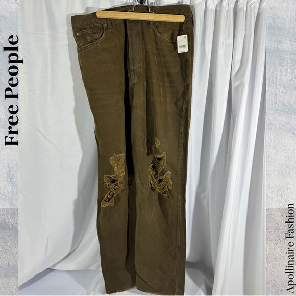 FREE PEOPLE LASSO JEANS IN BROWN SIZE 32 NWT - Picture 2 of 5